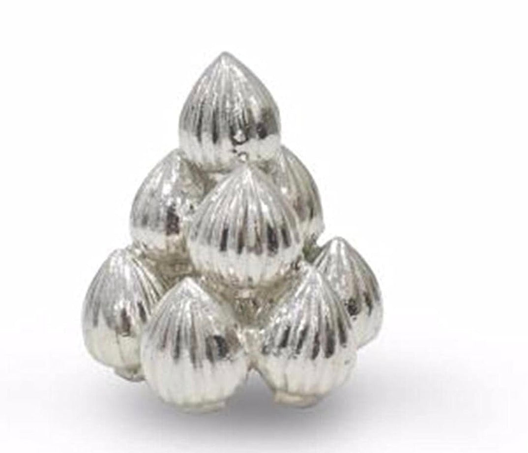 Modak in Pure Silver 11 Adjoined PURE SILVER MODAK FOR GANESH for Puja Offering Sweet Prasad for Lord Ganesh Hindu Religion Pooja Item