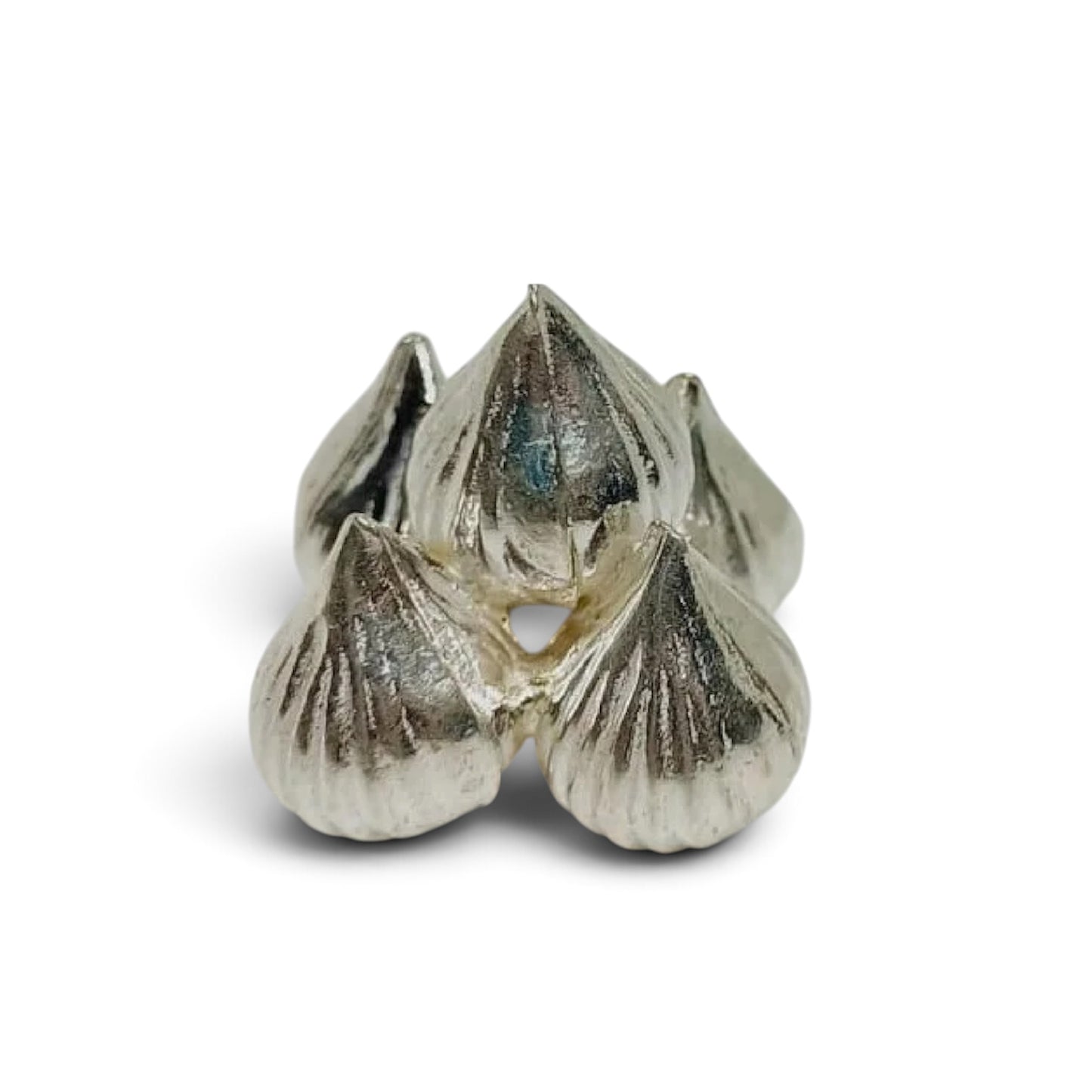 Modak in Pure Silver 5 Adjoined PURE SILVER MODAK FOR GANESH for Puja Offering Sweet Prasad for Lord Ganesh Hindu Religion Pooja Item