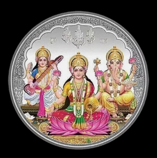 999 Lord Ganesha, Goddess Laxmi and goddess saraswati Coin 30.10gms