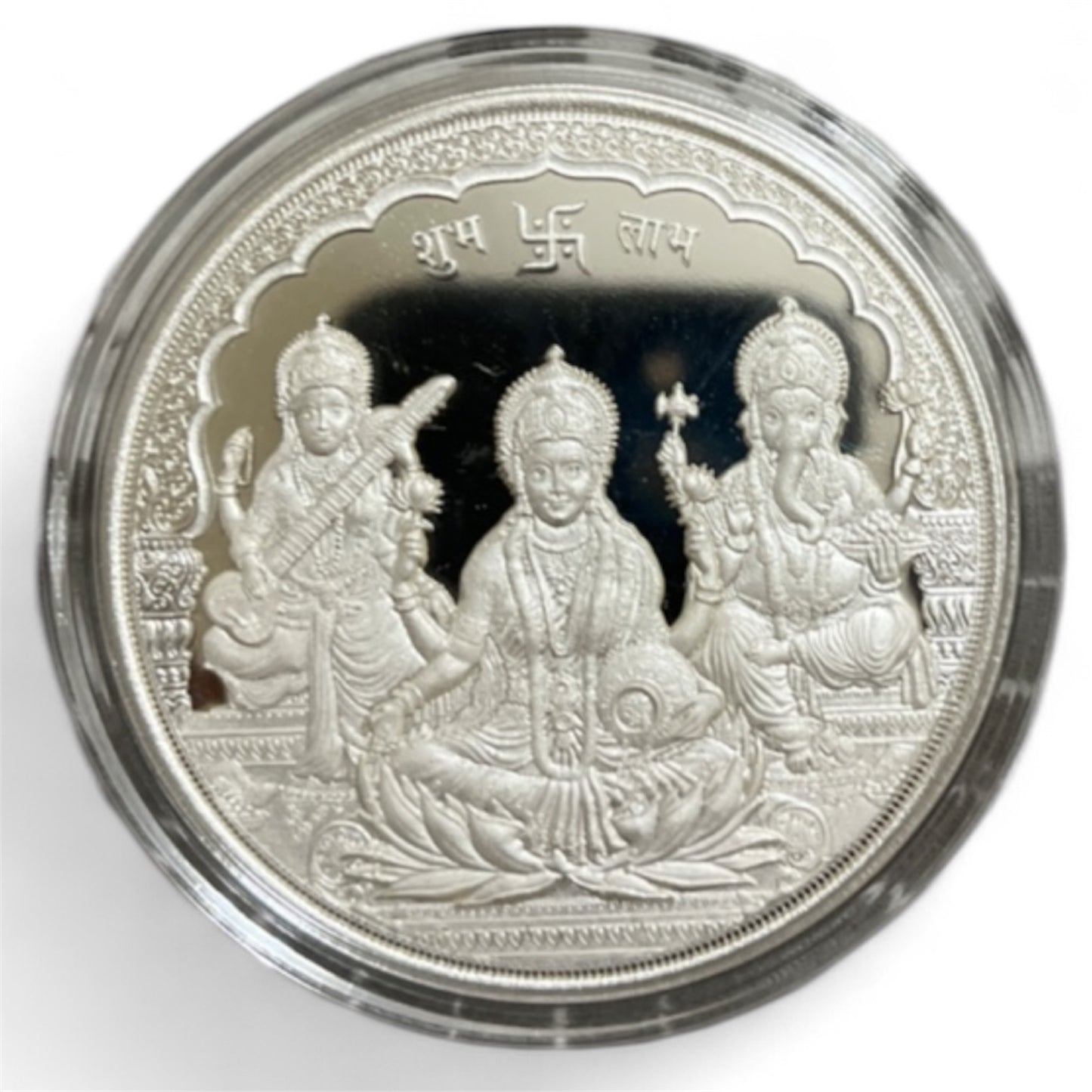 999 pure silver Trimurti 100 gms coin