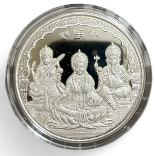 999 pure silver Trimurti 100 gms coin