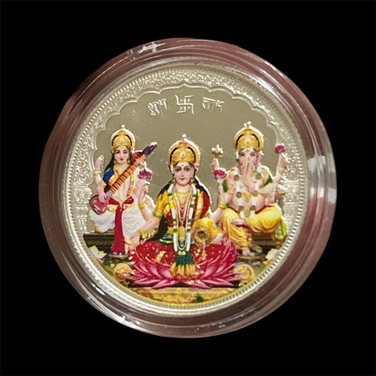 999 Lord Ganesha, Goddess Laxmi and goddess saraswati Coin 10g