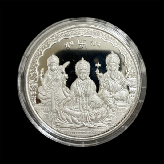 999 Lord Ganesha, Goddess Laxmi and goddess saraswati Coin 100 gms