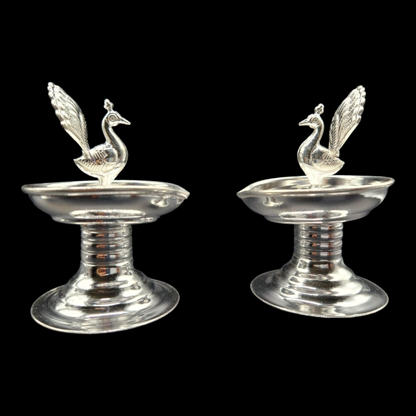Silver Peacock Diya