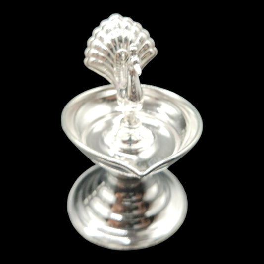 Silver Peacock Diya