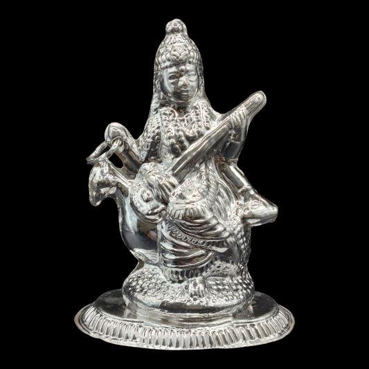 Silver Goddess Saraswati  Idol
