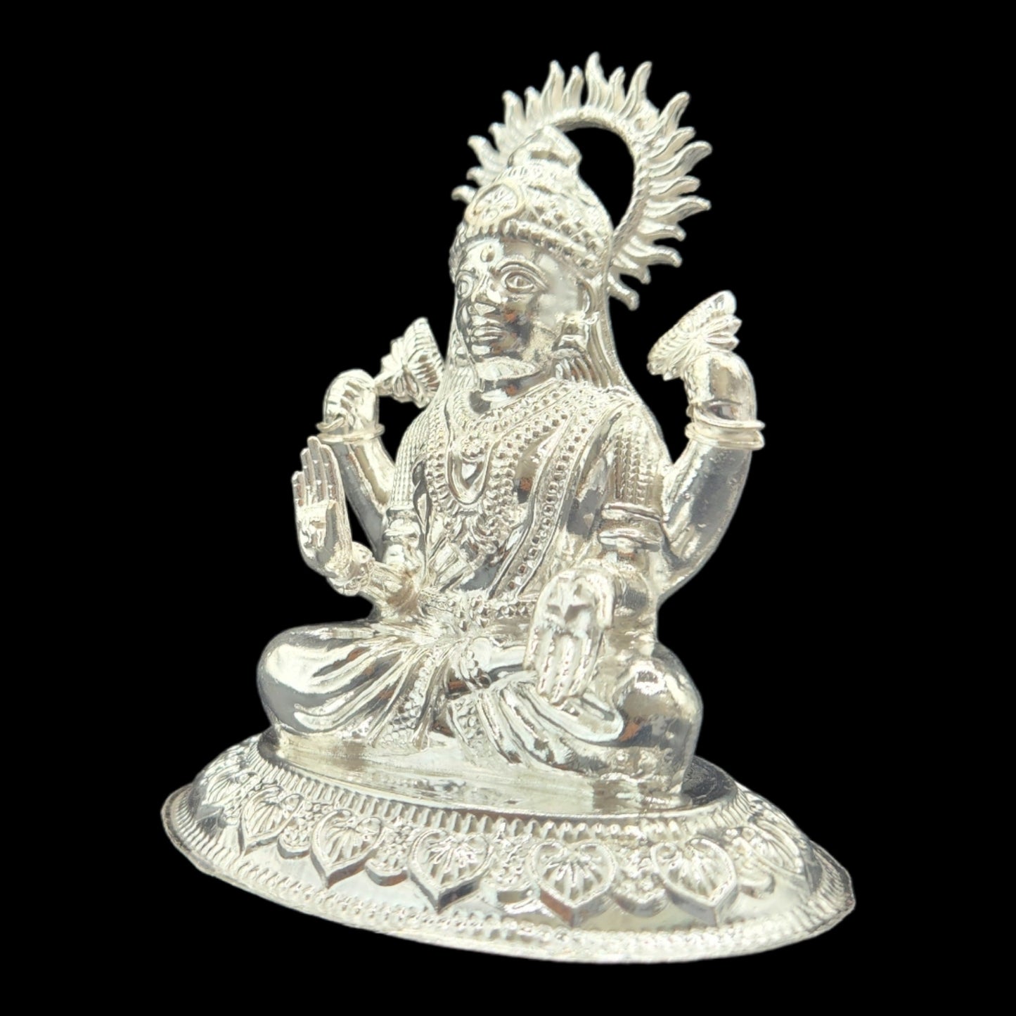 Silver Goddess Laxmi & Lord Ganesha  Pair Idol