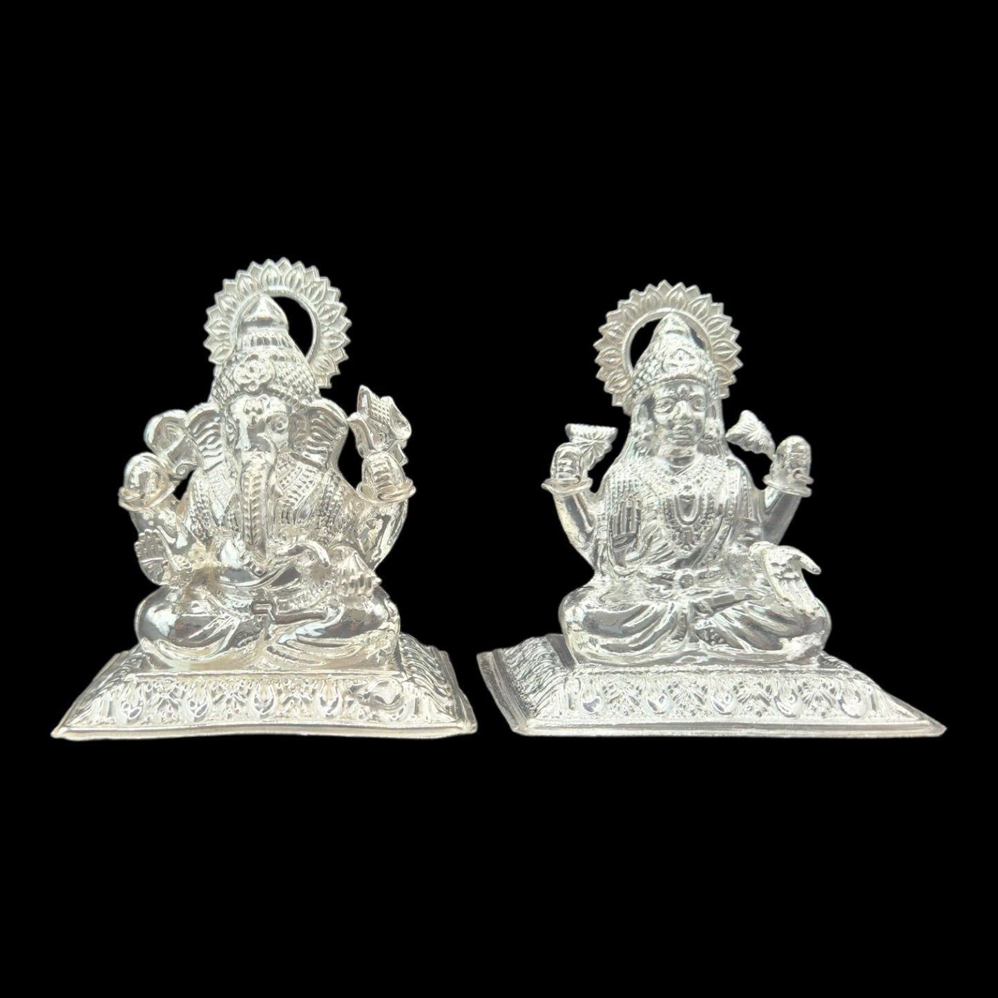 Silver Goddess Laxmi & Lord Ganesha  Pair  Idol