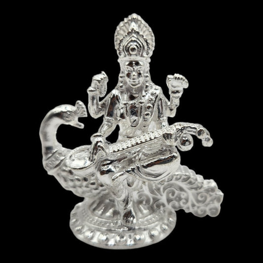 925 Silver  Goddess Saraswati solid Idol.