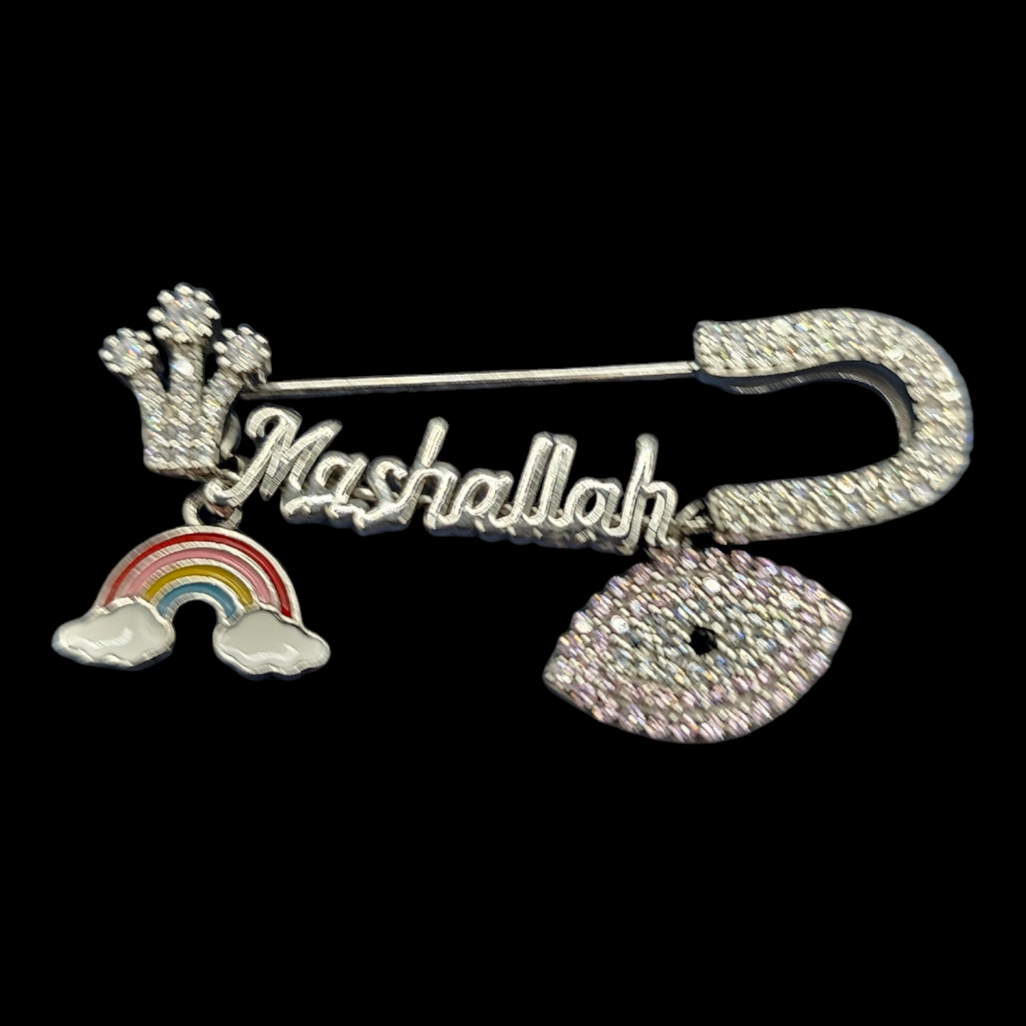 925 sterling Silver Mashallah Turkish evil eye and rainbow brooch islam muslim Baby Pin