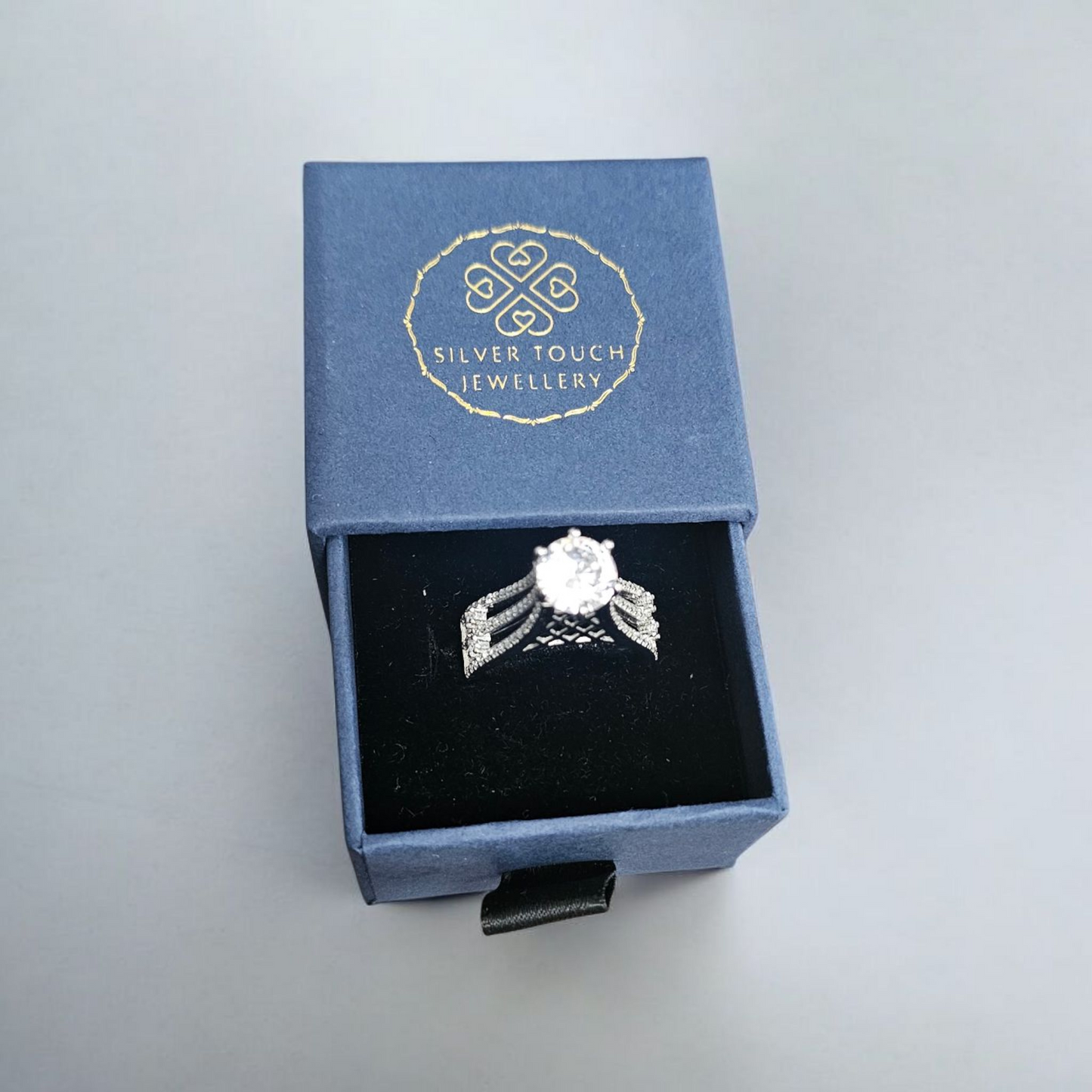 925 sterling silver big stone tower ring , engagement ring , wedding ring.