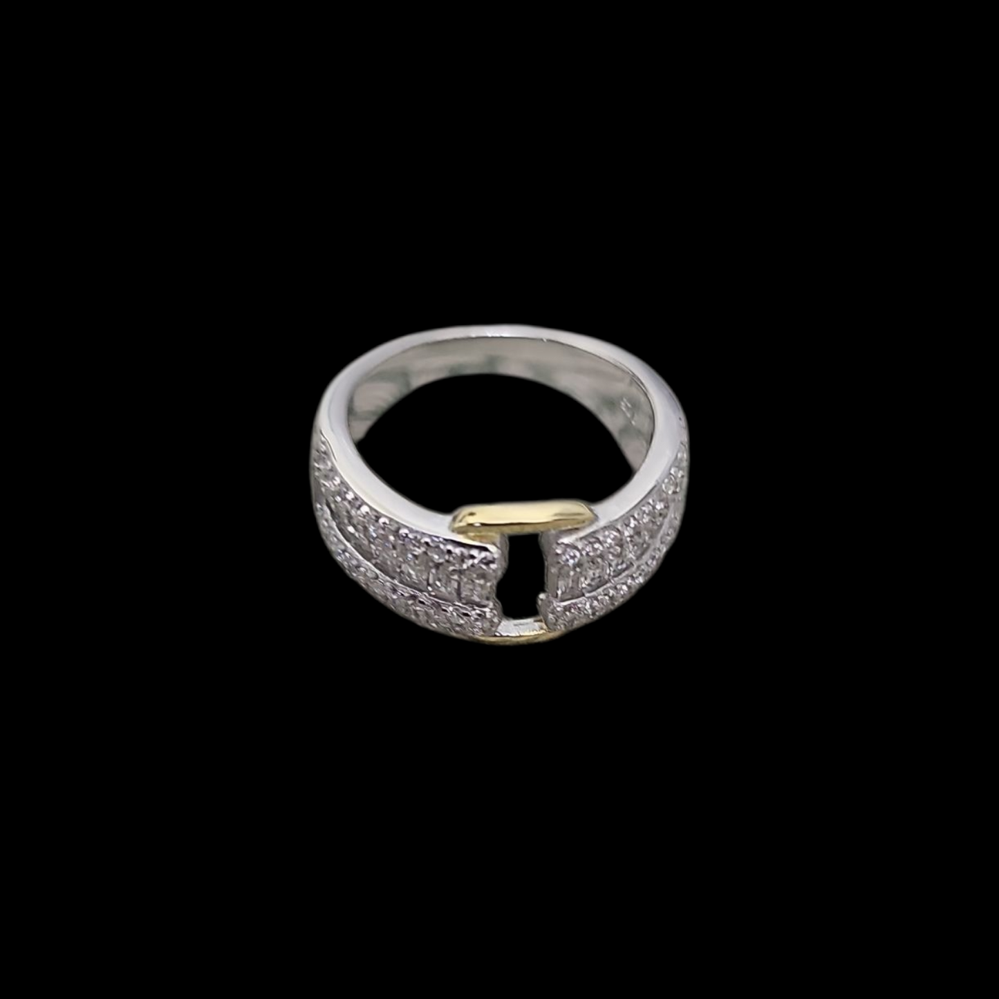 925 silver two-tone pendant earrings and ring with zircon stone set