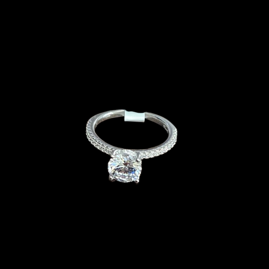 92.5 silver Single stone crt ring in zircon