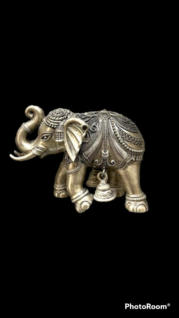 Antique Silver Elephant Solid Idol