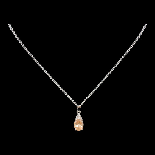 Oval Zircon Rose Gold Stone Pendant Earrings With Ring Set