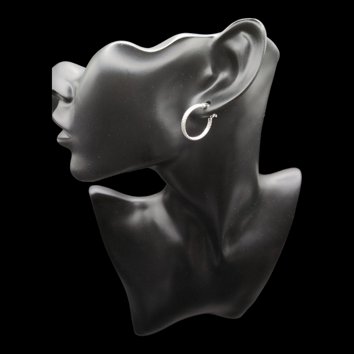 Sterling Silver Embellished  DC Click Top  Thin Hoop  Earrings