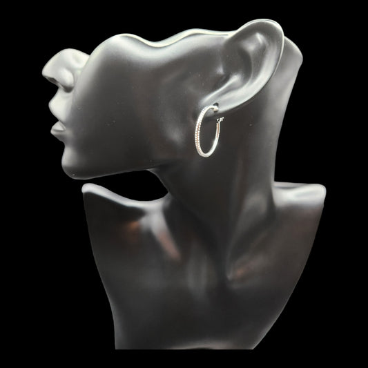 Sterling Silver DC Click Top  Thin Hoop  Earrings