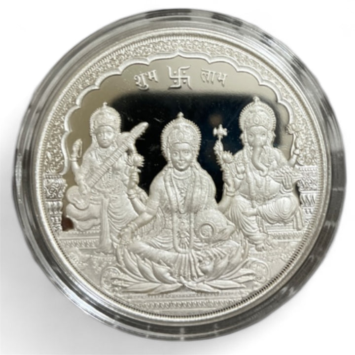 999 pure silver Trimurti 100 gms coin