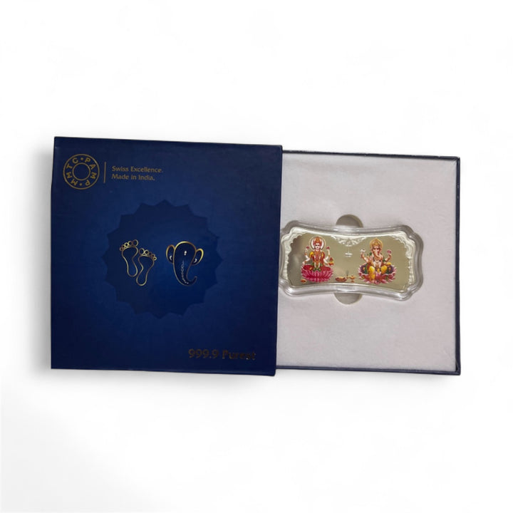 MMTC Pamps 999 silver Lord Ganesha, Goddess Laxmi  Bar 100gms