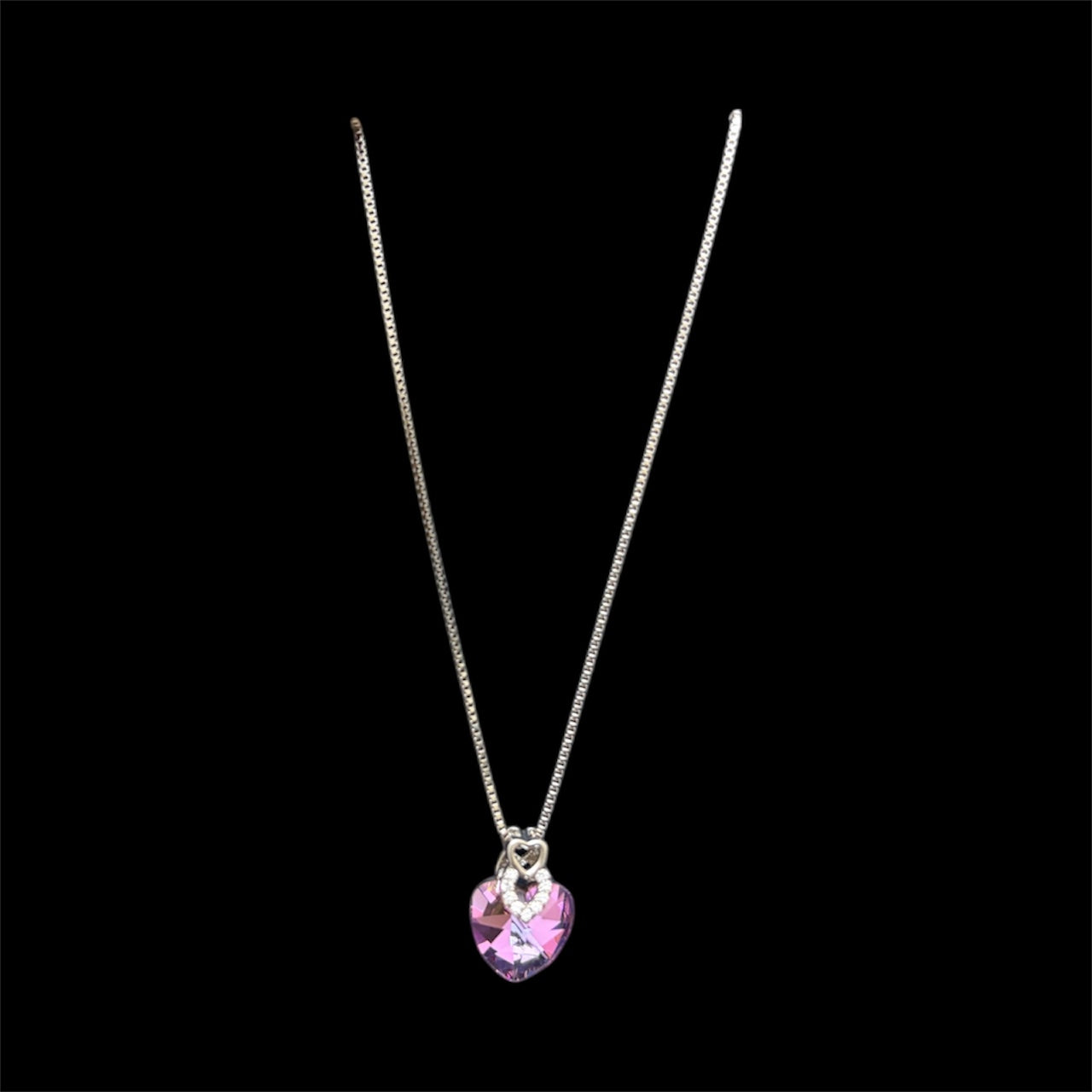 925 silver Swarovski inspired Crystal Heart Necklace with a sparkling crystal heart pendant
