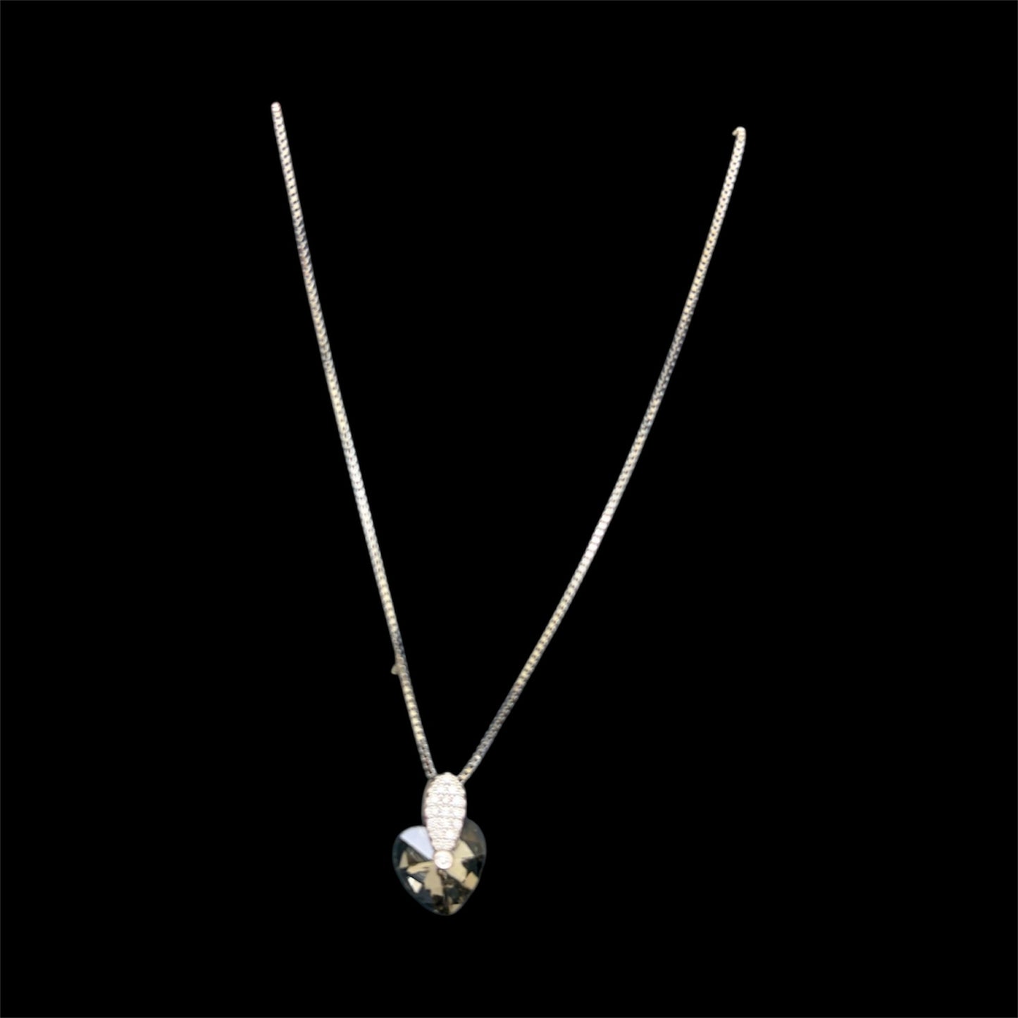 925 silver Swarovski inspired Crystal Heart Necklace with a sparkling crystal heart pendant