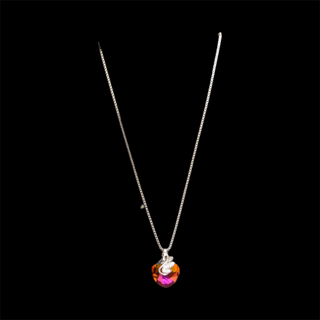 925 silver Swarovski inspired Crystal Heart Necklace with a sparkling crystal heart pendant