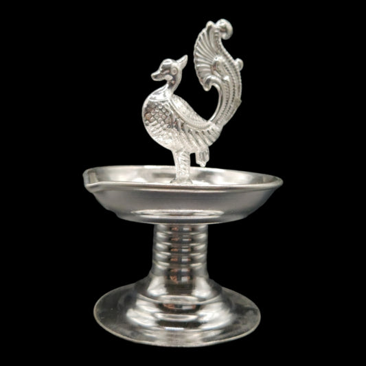 Silver Peacock Diya