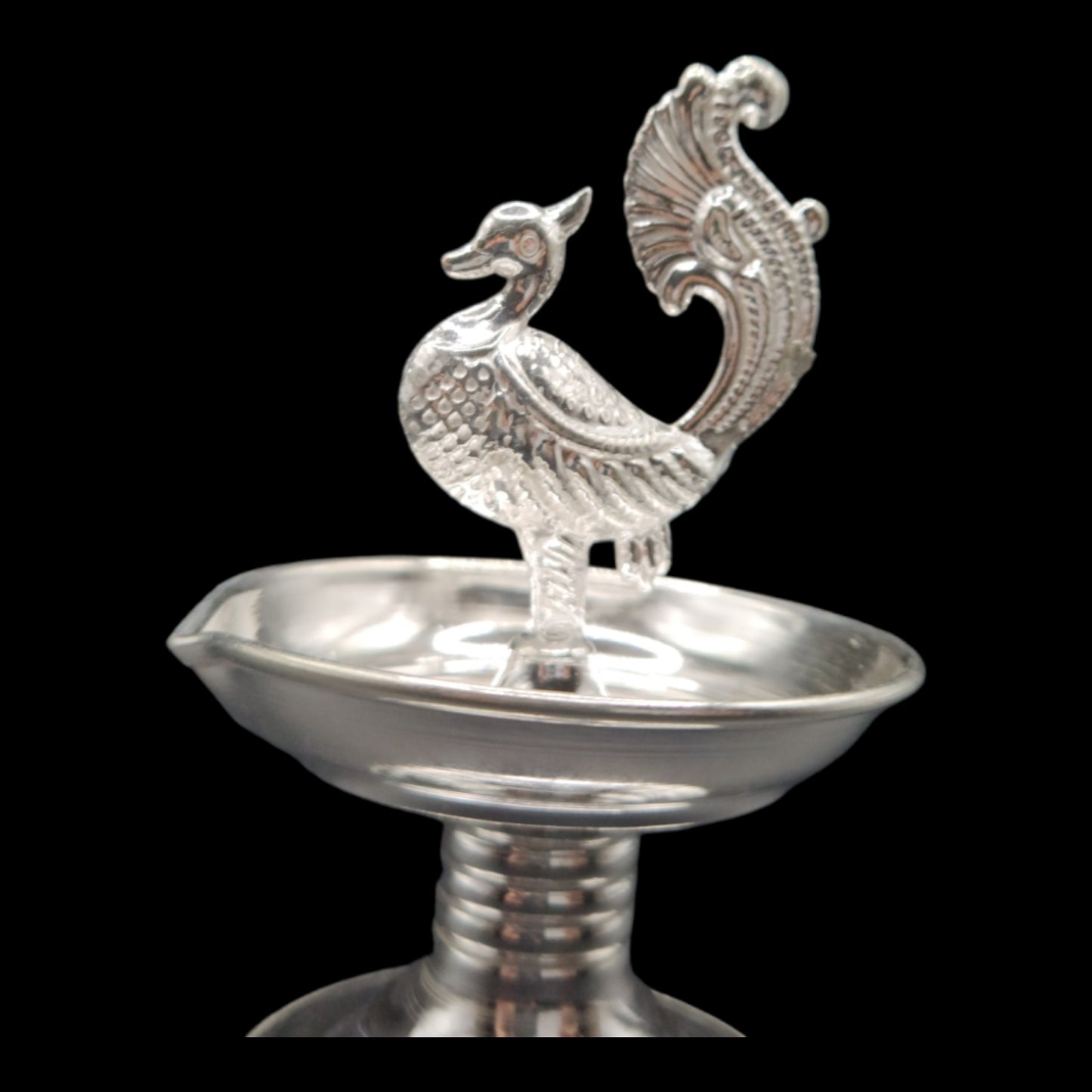 Silver Peacock Diya