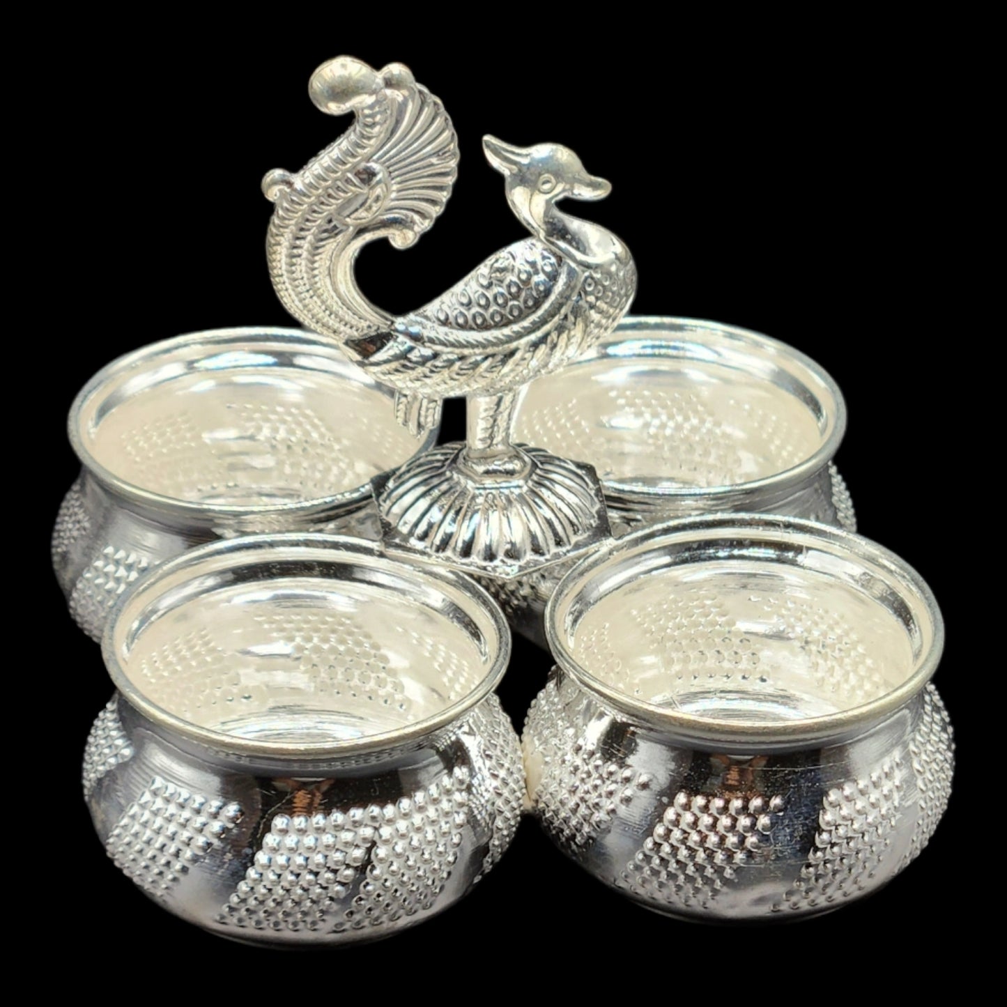 Silver Haldi Kumkum Container