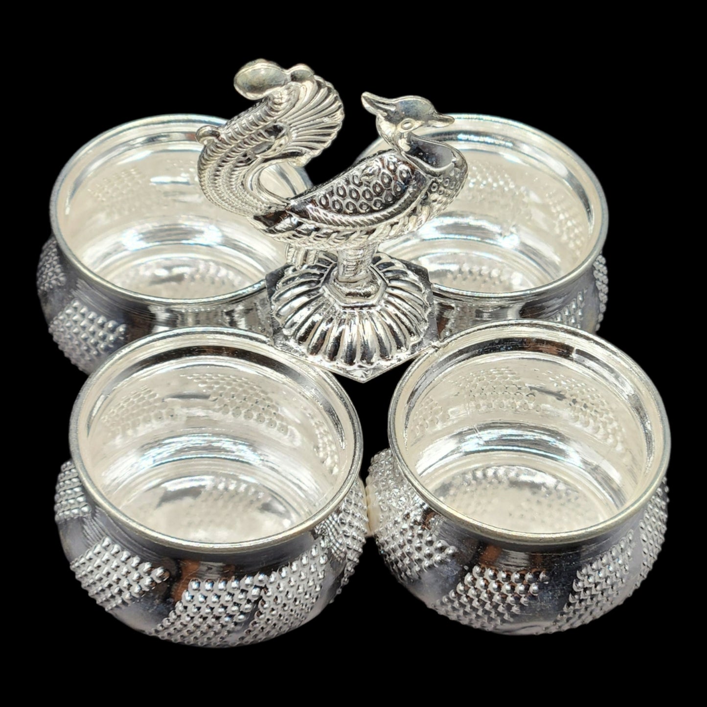 Silver Haldi Kumkum Container