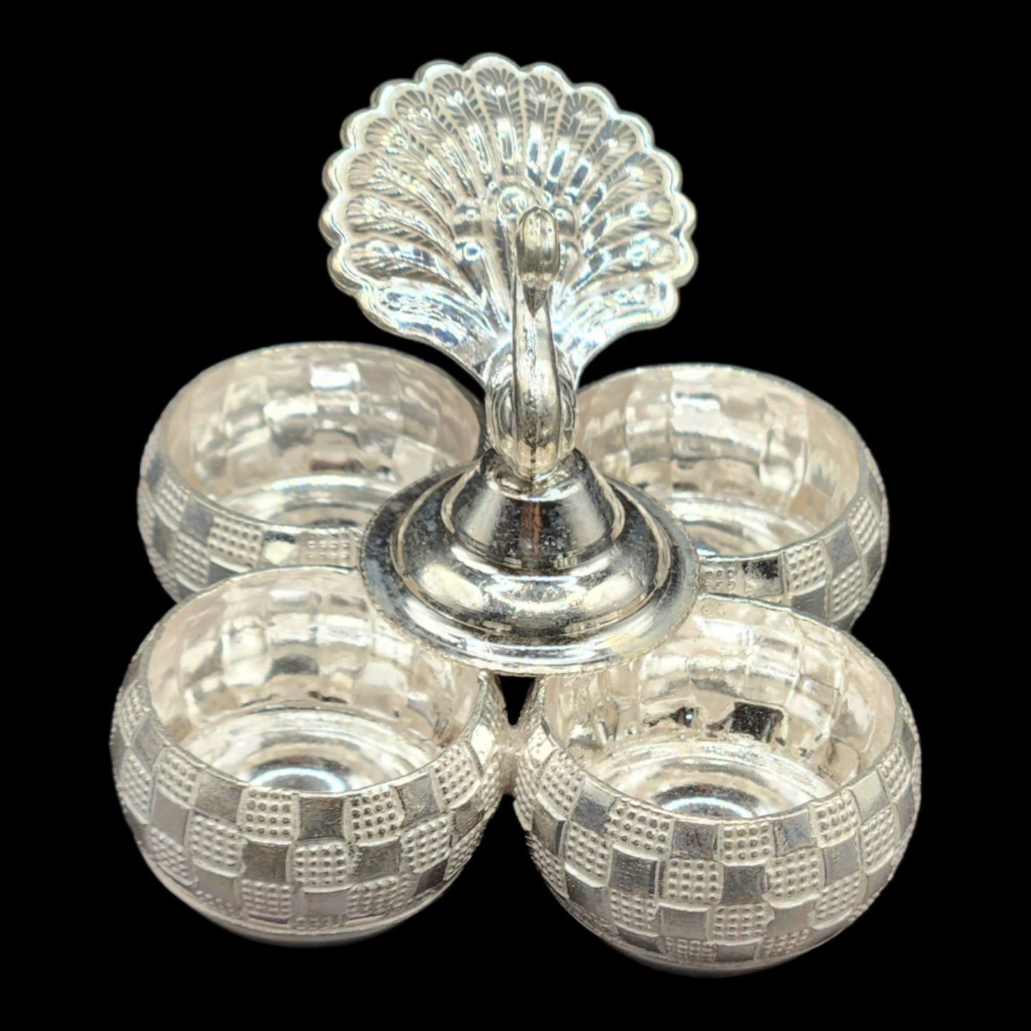 Silver Haldi Kumkum Container