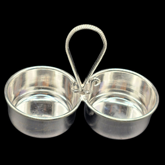 Silver Haldi Kumkum Container