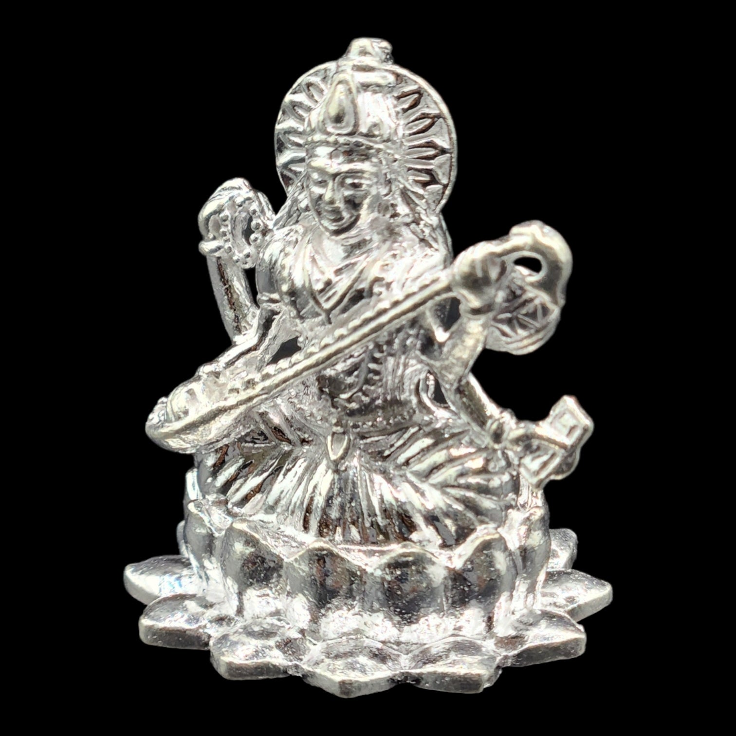 Silver Goddess Saraswati Idol