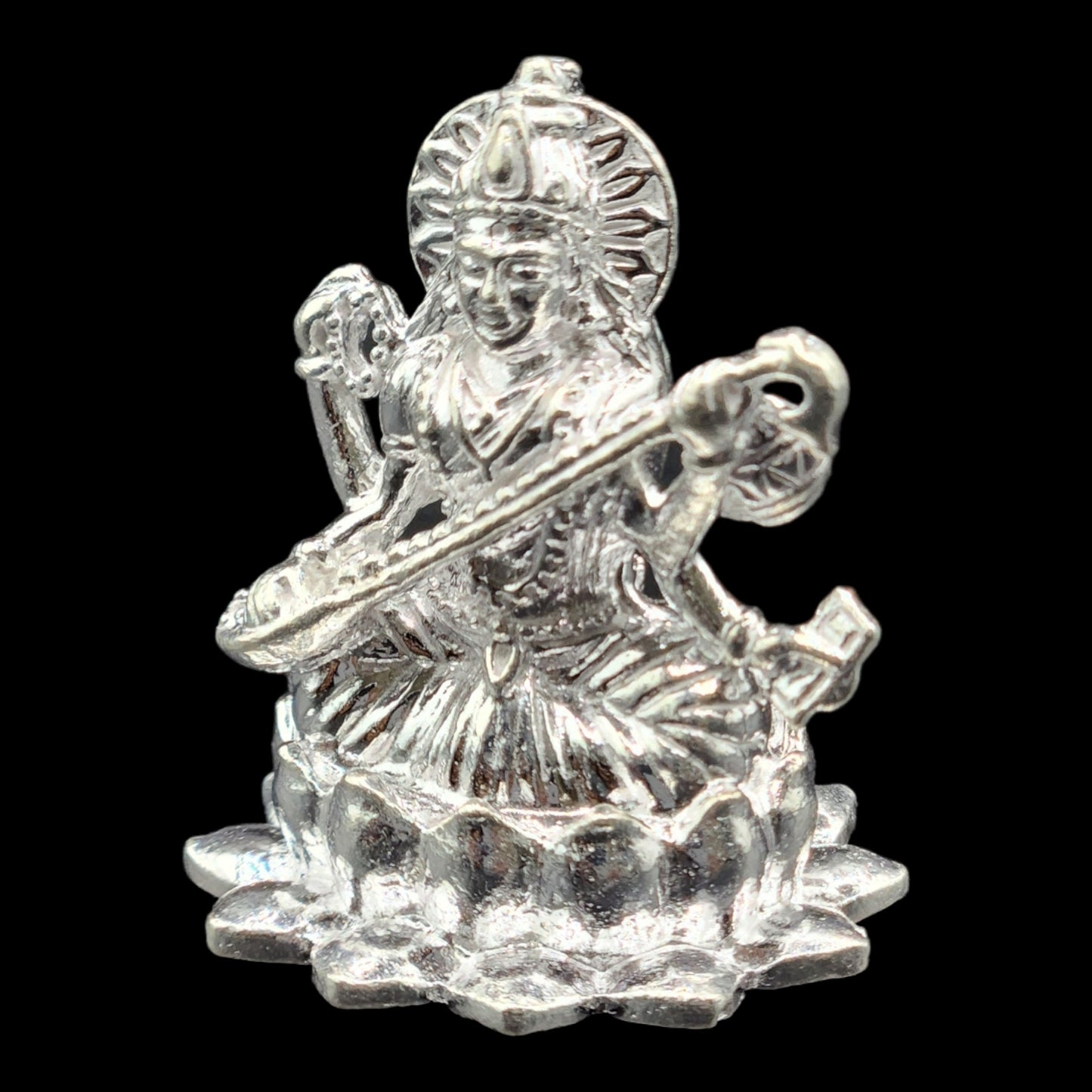 Silver Goddess Saraswati Idol