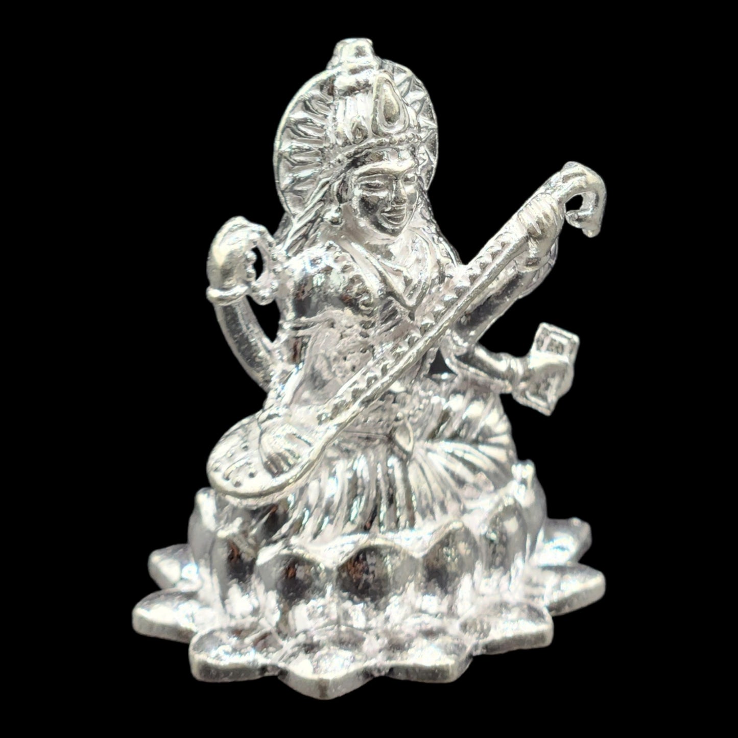 Silver Goddess Saraswati Idol