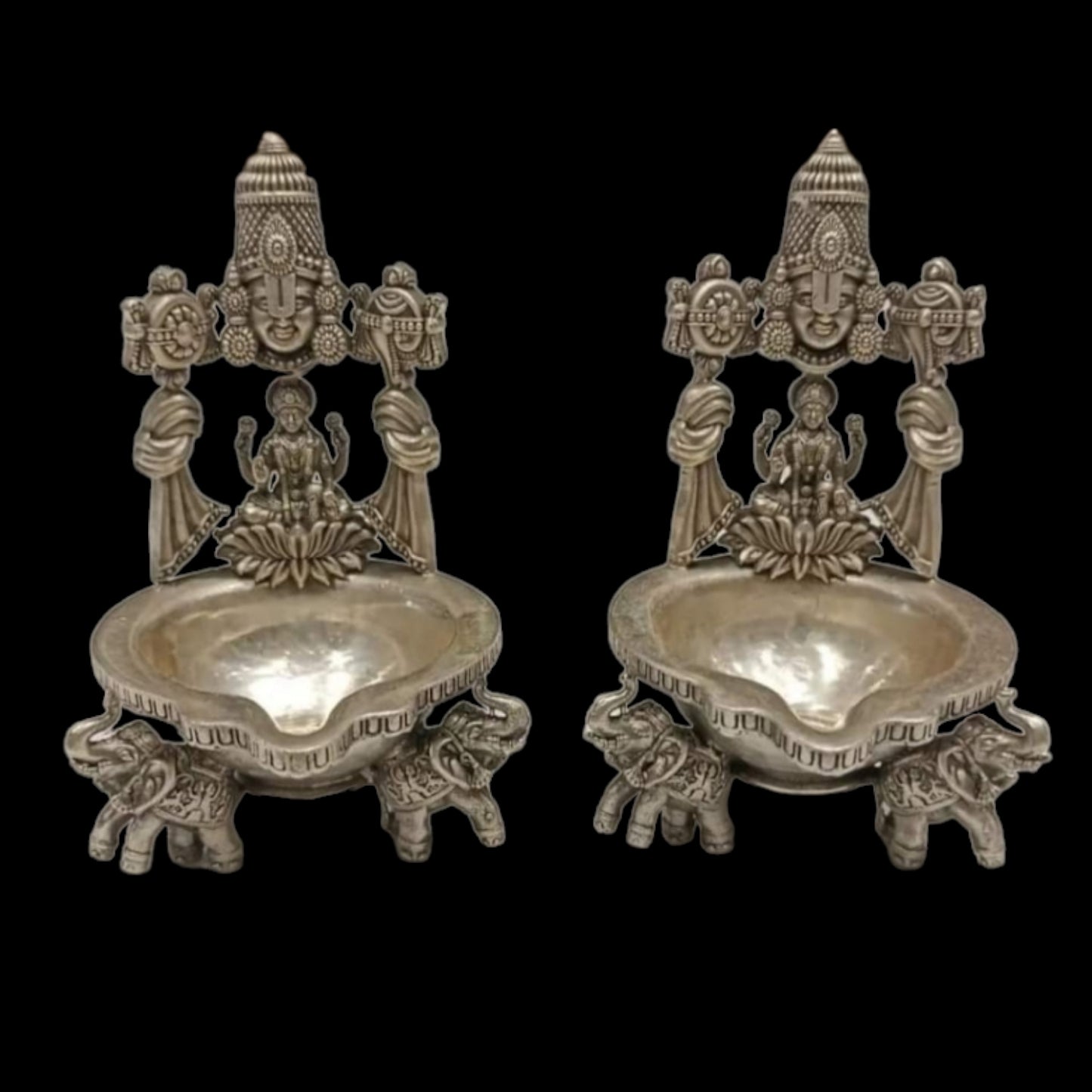 Antique Silver Diya Pair