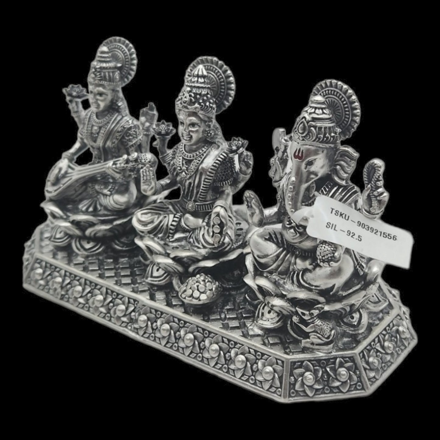 925 Silver Solid Laxmi Ganesha Saraswati Idol