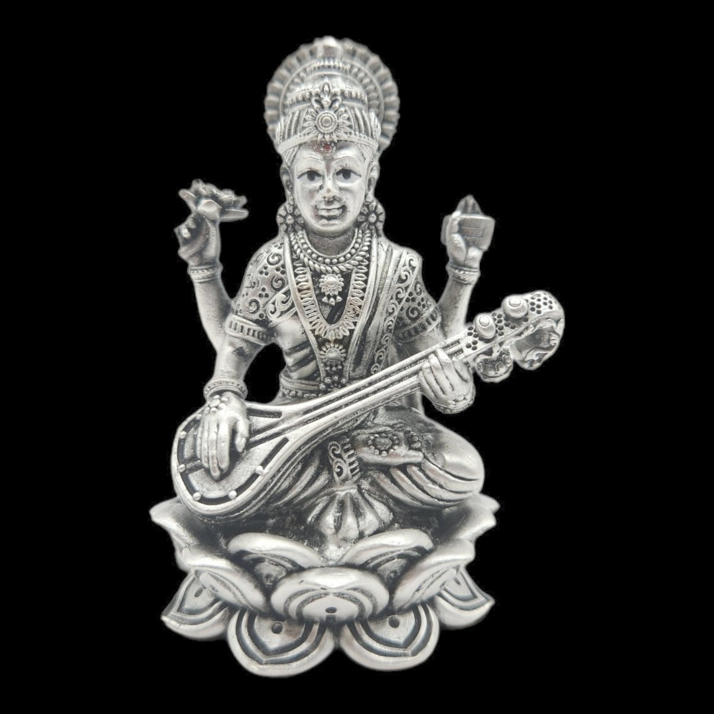 925 Silver Goddess Saraswati Idol.