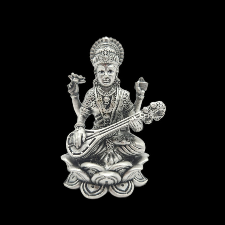 925 Silver Goddess Saraswati Idol.