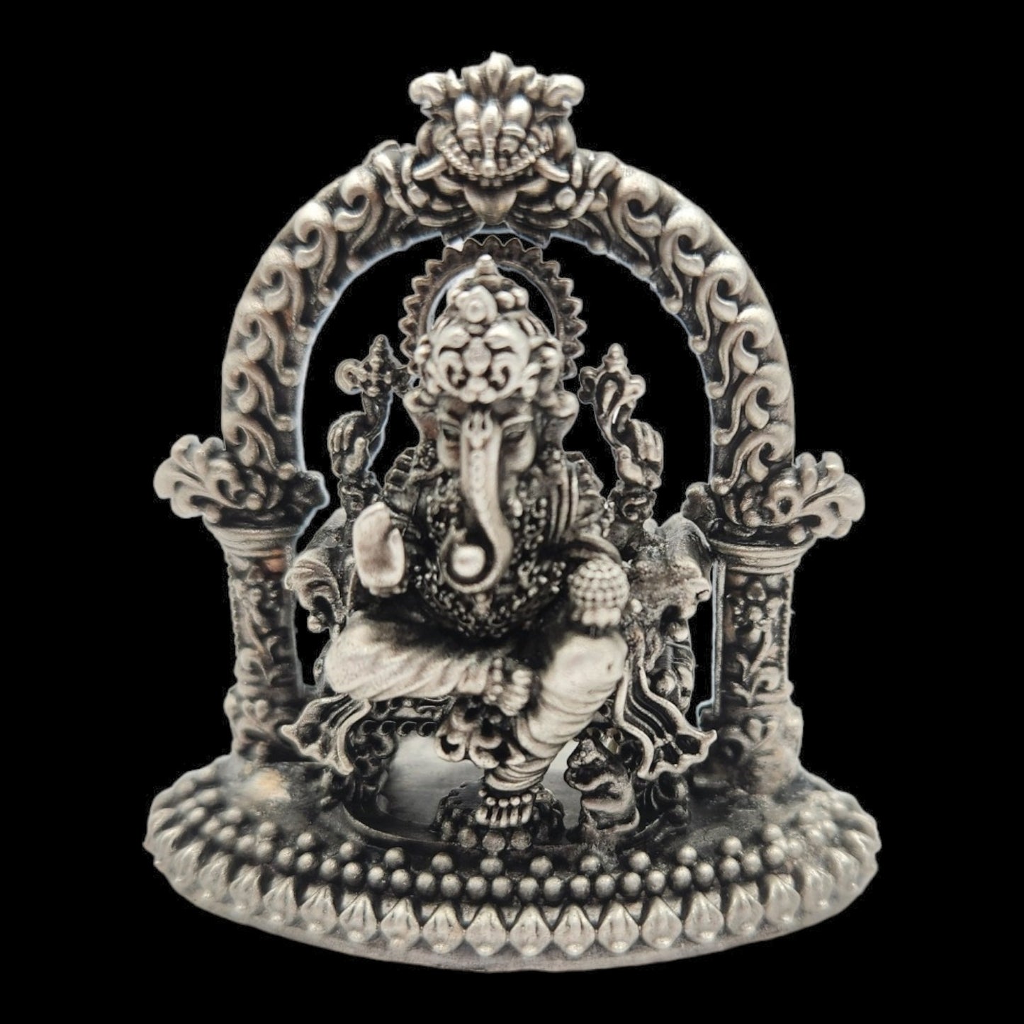 925 Silver Antique Polish Lord Ganesha Idol.