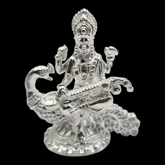 925 Silver  Goddess Saraswati solid Idol. 