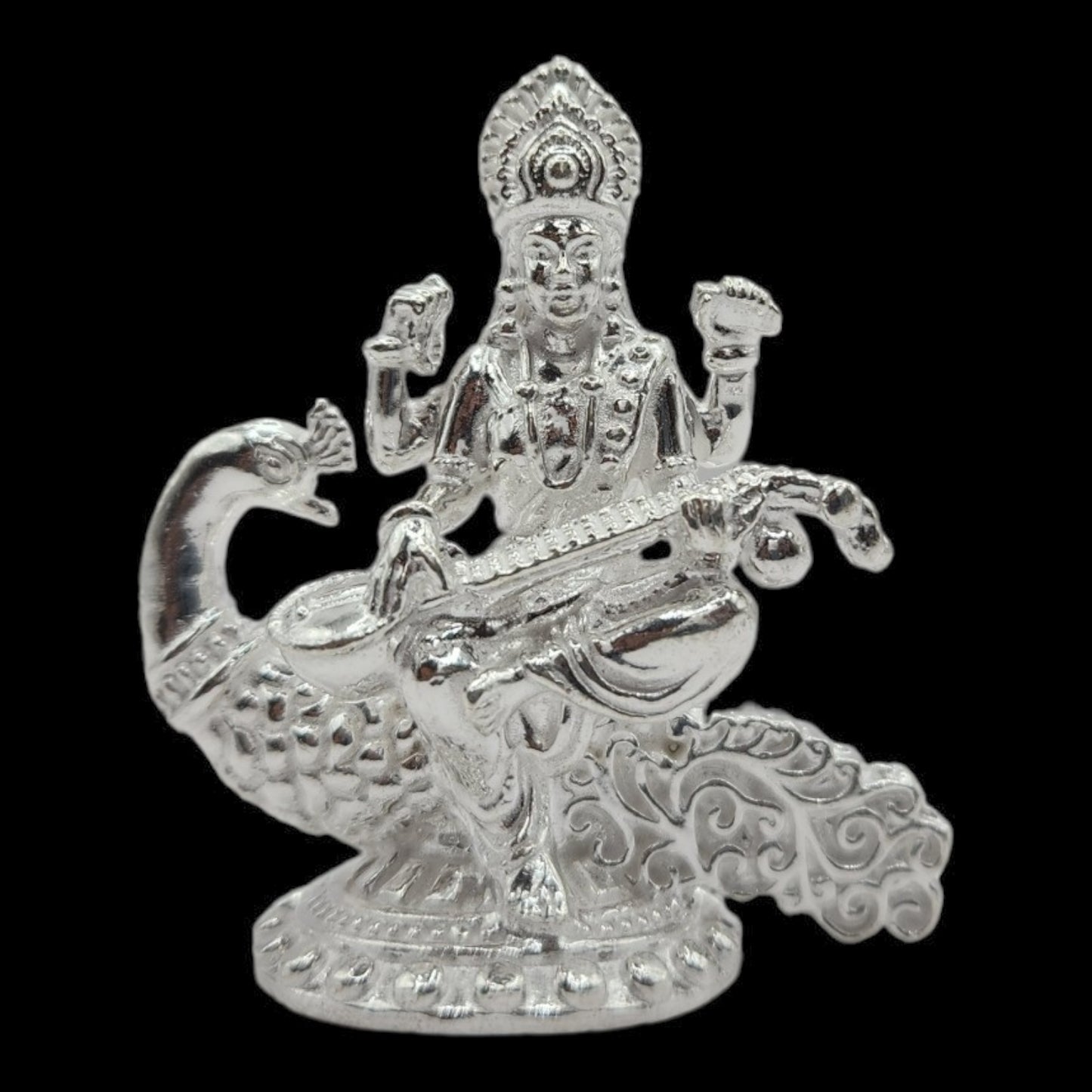 925 Silver  Goddess Saraswati solid Idol. 