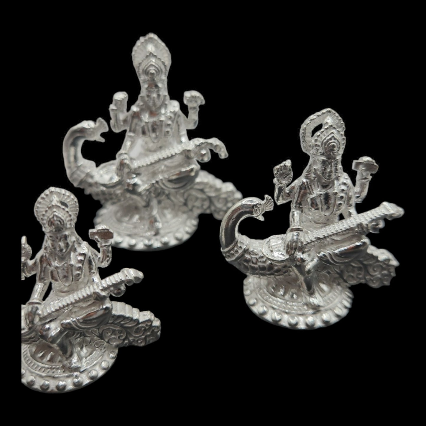 925 Silver  Goddess Saraswati solid Idol. 