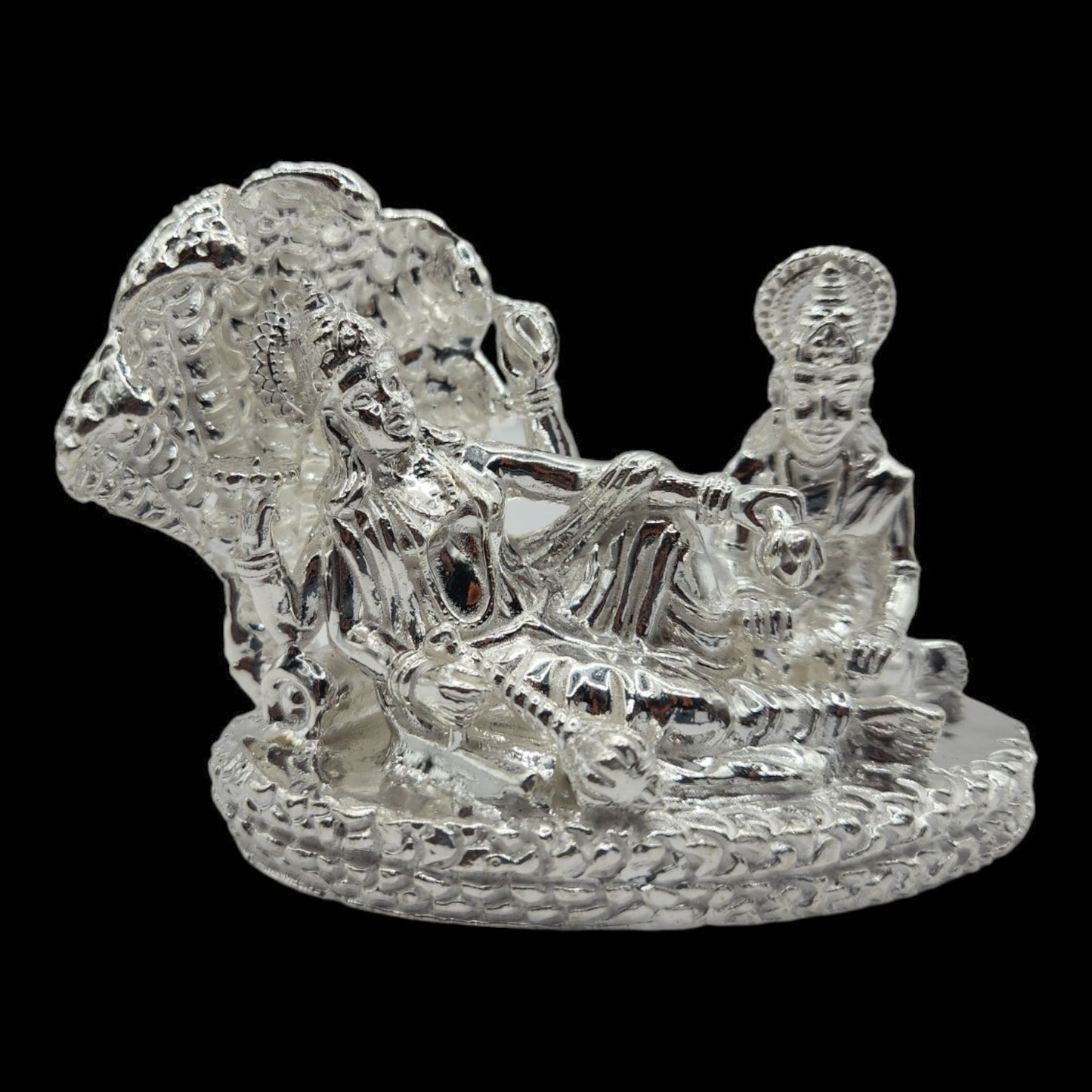 925 Silver Vishnu  Laxmi on Sheshnag Solid  Idol.