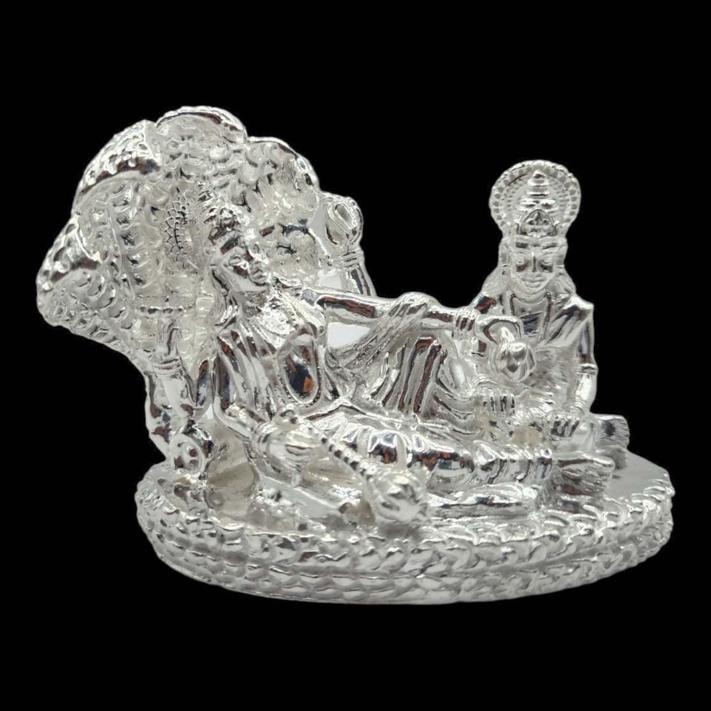 925 Silver Vishnu  Laxmi on Sheshnag Solid  Idol.