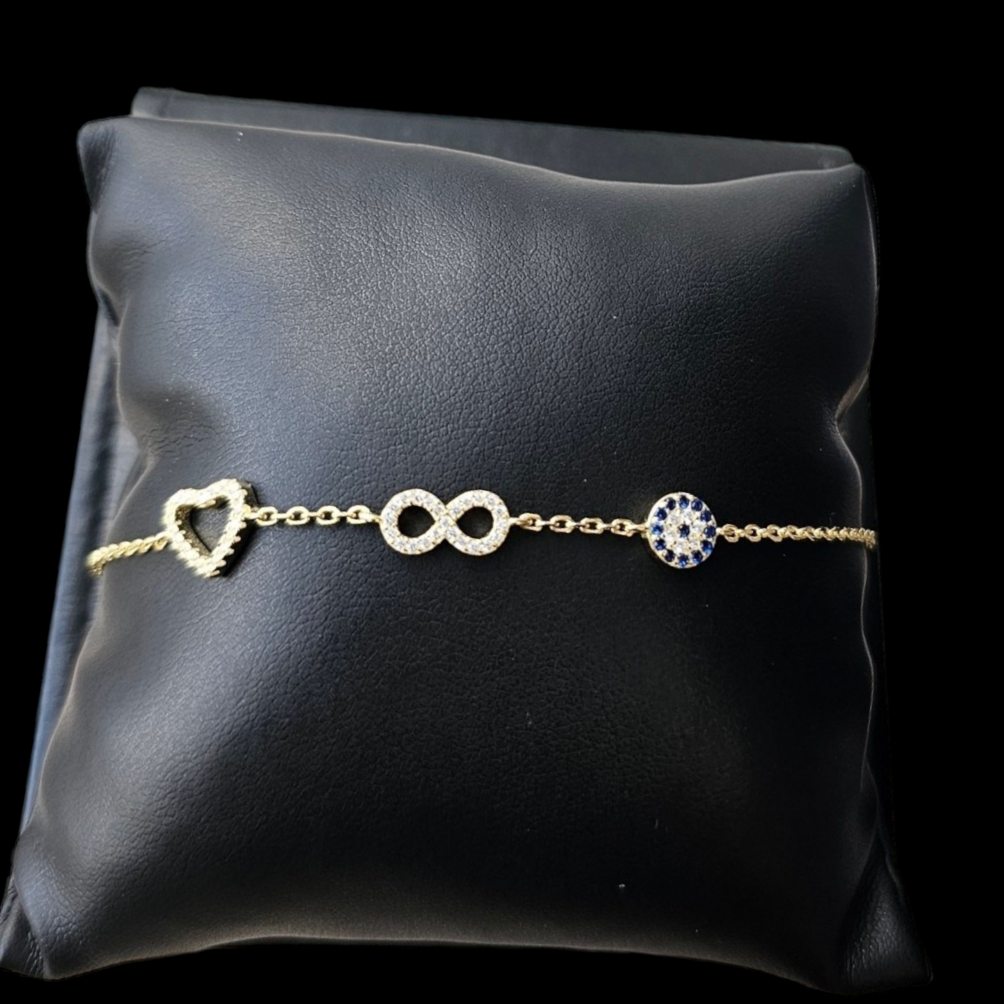 925 sterling silver infinity bracelet with heart in gild polish