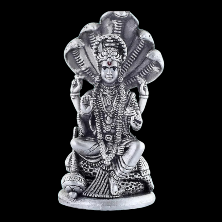 925 Silver Vishnu with Sheshnaag 3D solid Idol /Statue