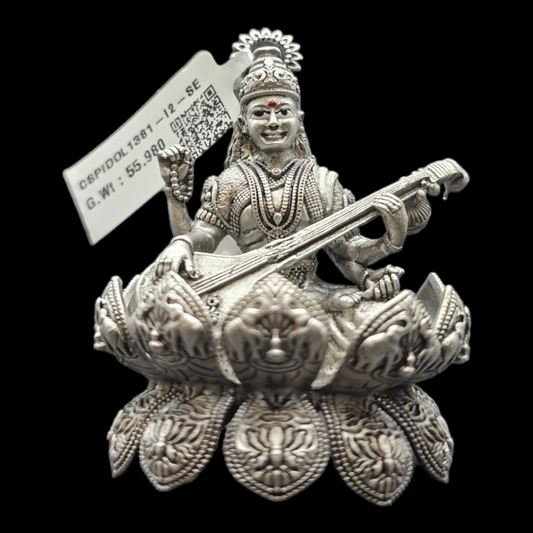 925 silver Goddess Saraswati 3D idol