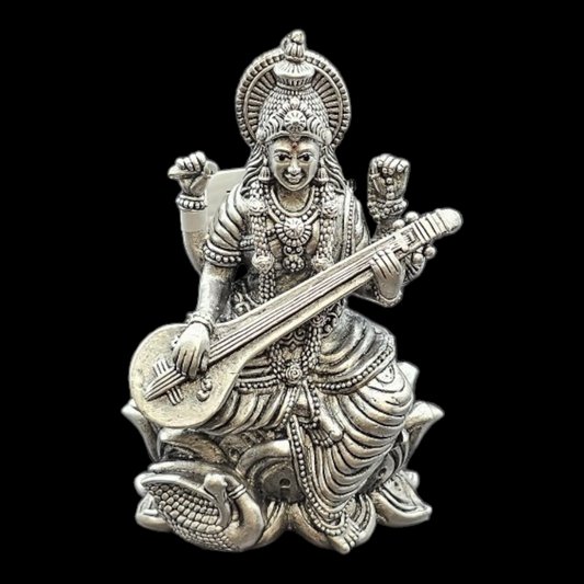 925 silver Goddess Saraswati 2D Idol