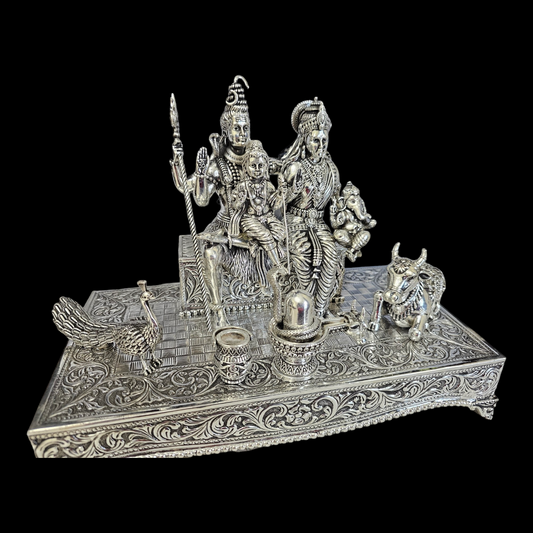 925 silver beautifully crafted shiv parivar solid Idol